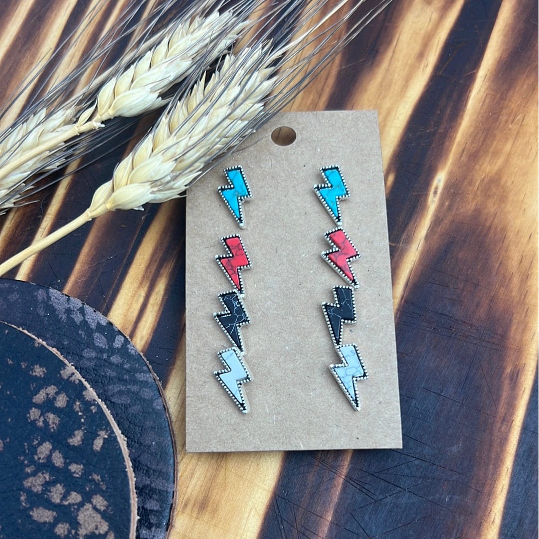 Stormy Sky Lightening Bolt Stud Earrings Earrings TheFringeCultureCollective