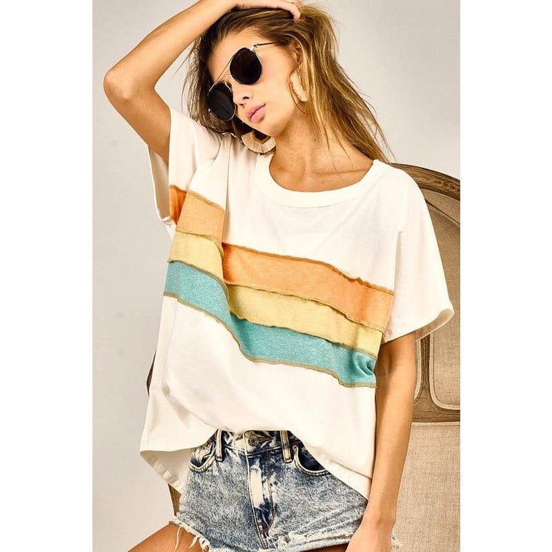 Sunny Daze Striped Vintage Style Shirt Tops- Short Sleeve TheFringeCultureCollective