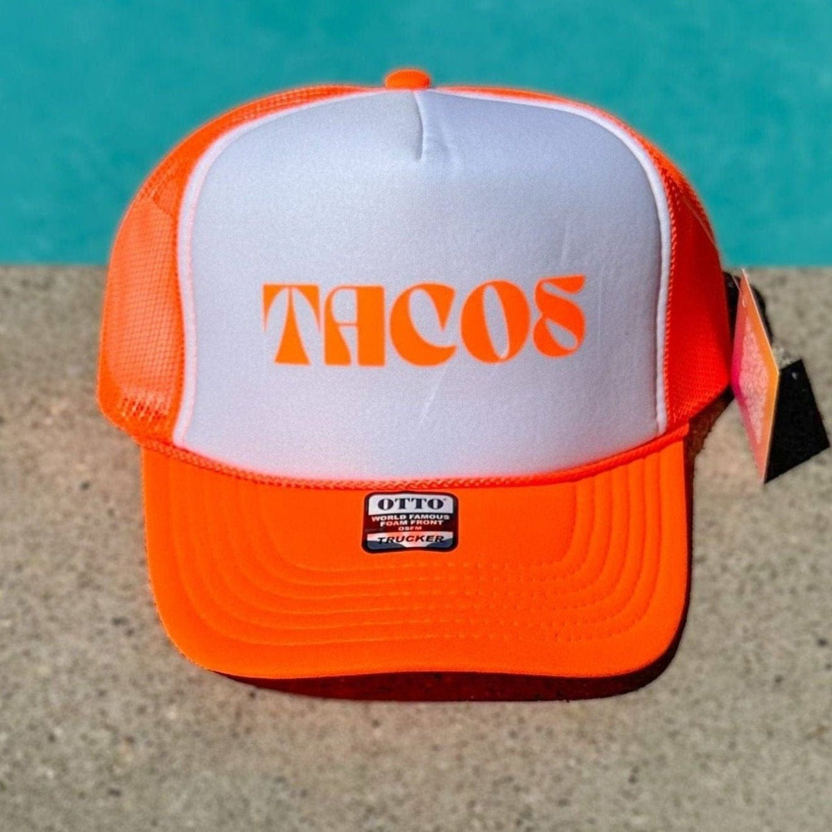 Tacos | Bright Orange & White Trucker Hat by Haute Sheet Hats TheFringeCultureCollective