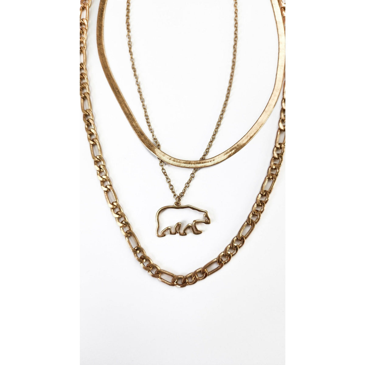 The Golden State Matte Gold Layered Necklace TheFringeCultureCollective