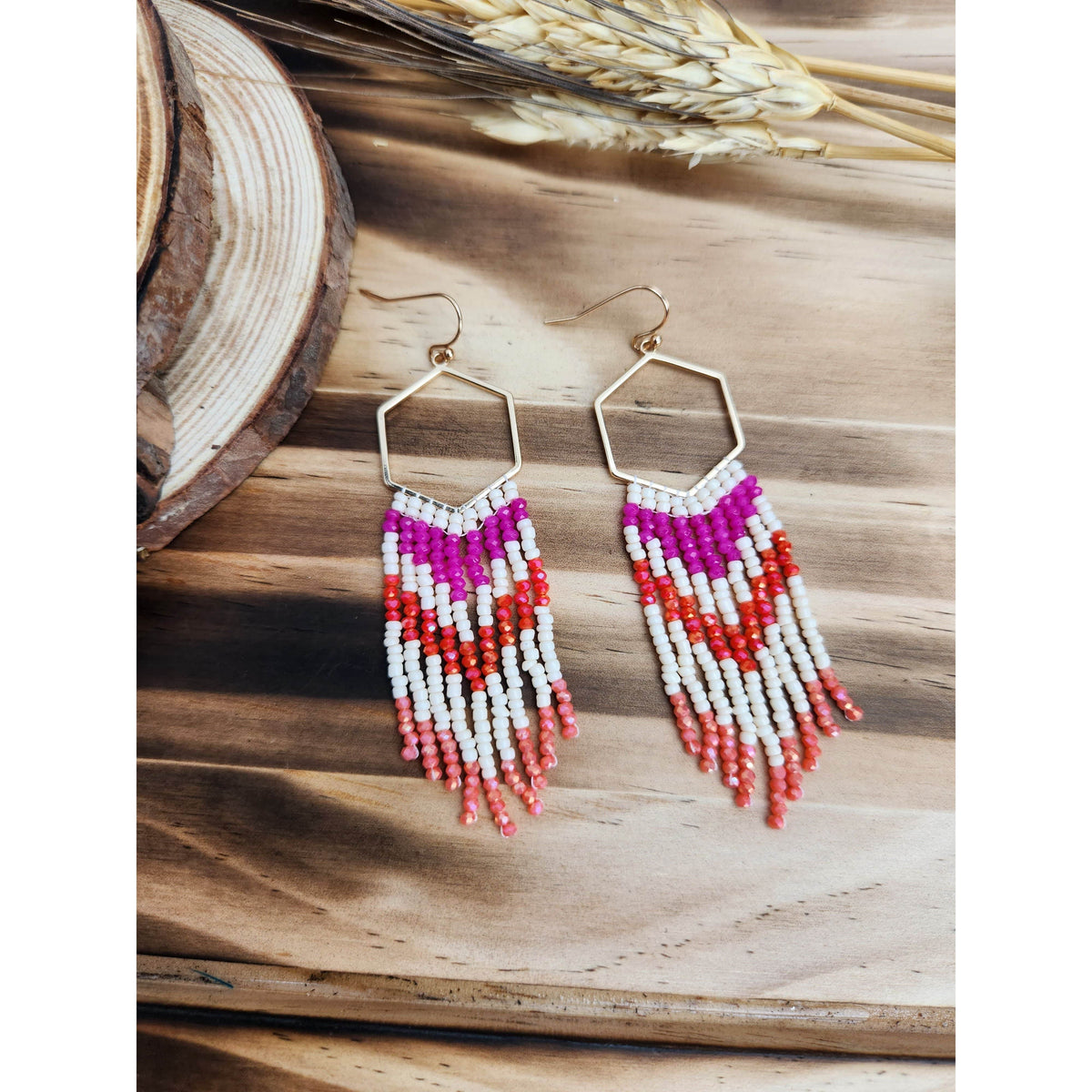 The Palms Beaded Fringe Dangle Earrings Earrings TheFringeCultureCollective