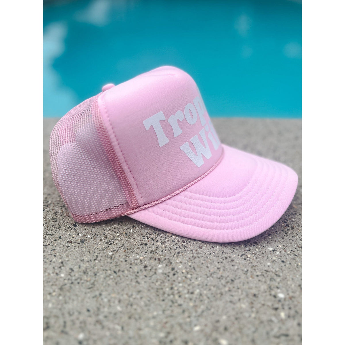 Trophy Wife White and Pink Trucker Hat Hats TheFringeCultureCollective