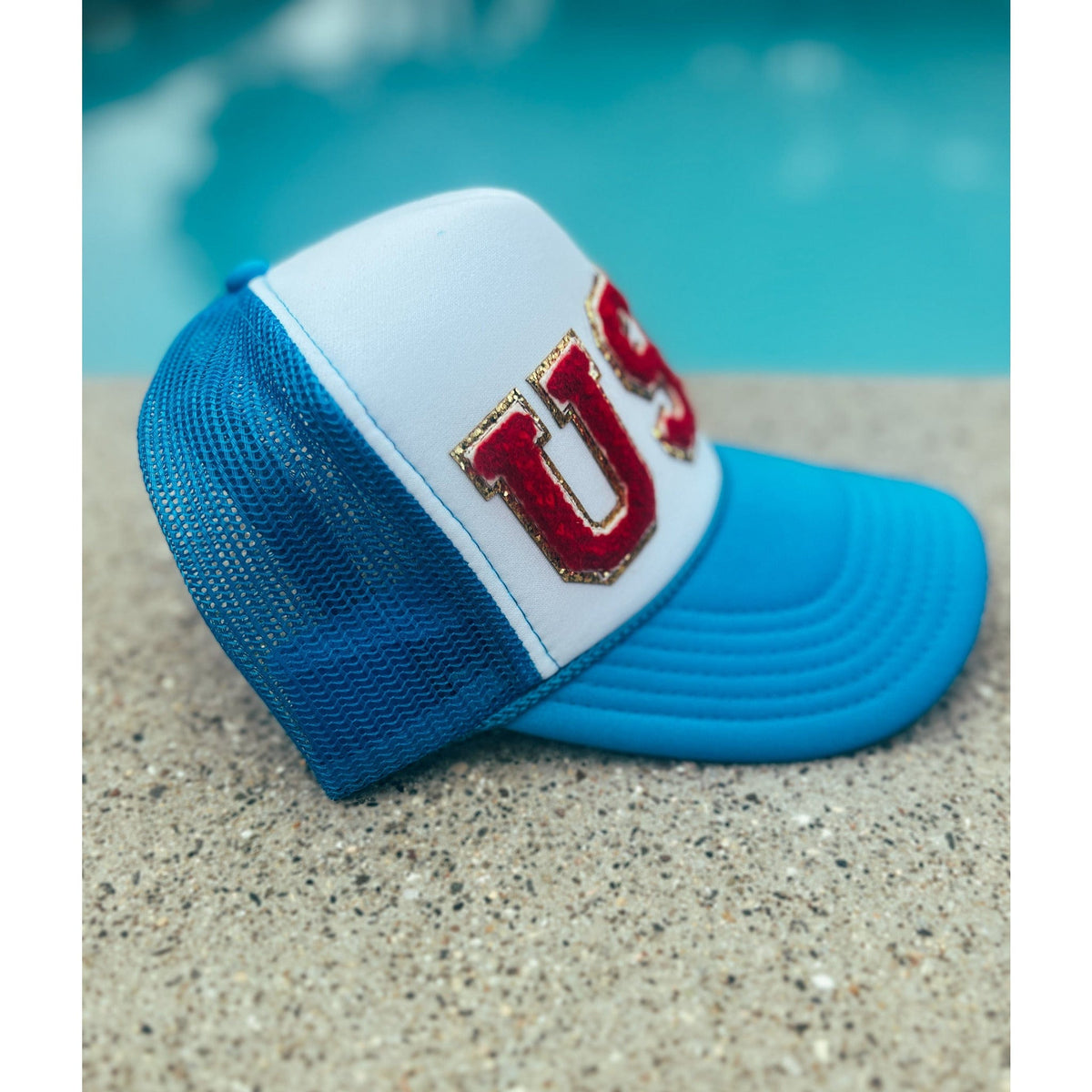 USA Chenille Patch Trucker Hat| Trendy Trucker Hat | Haute Sheet Trucker Hat Hats TheFringeCultureCollective