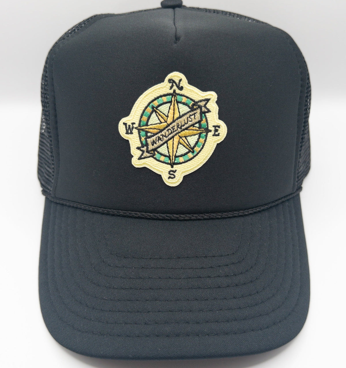 Wanderlust Hat | Black Trucker Hat | Patch Trucker Hat Hats TheFringeCultureCollective