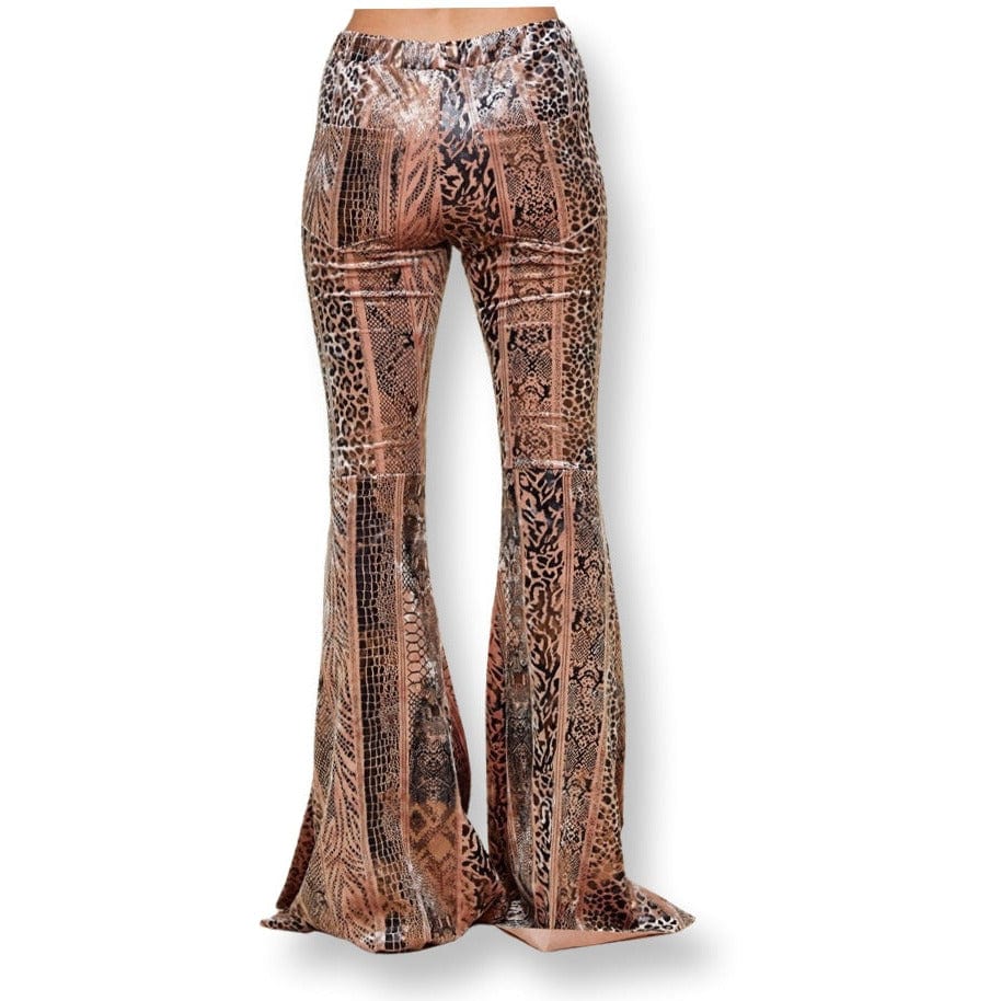 Welcome to the Jungle Animal Print Velvet Bellbottoms Pants TheFringeCultureCollective