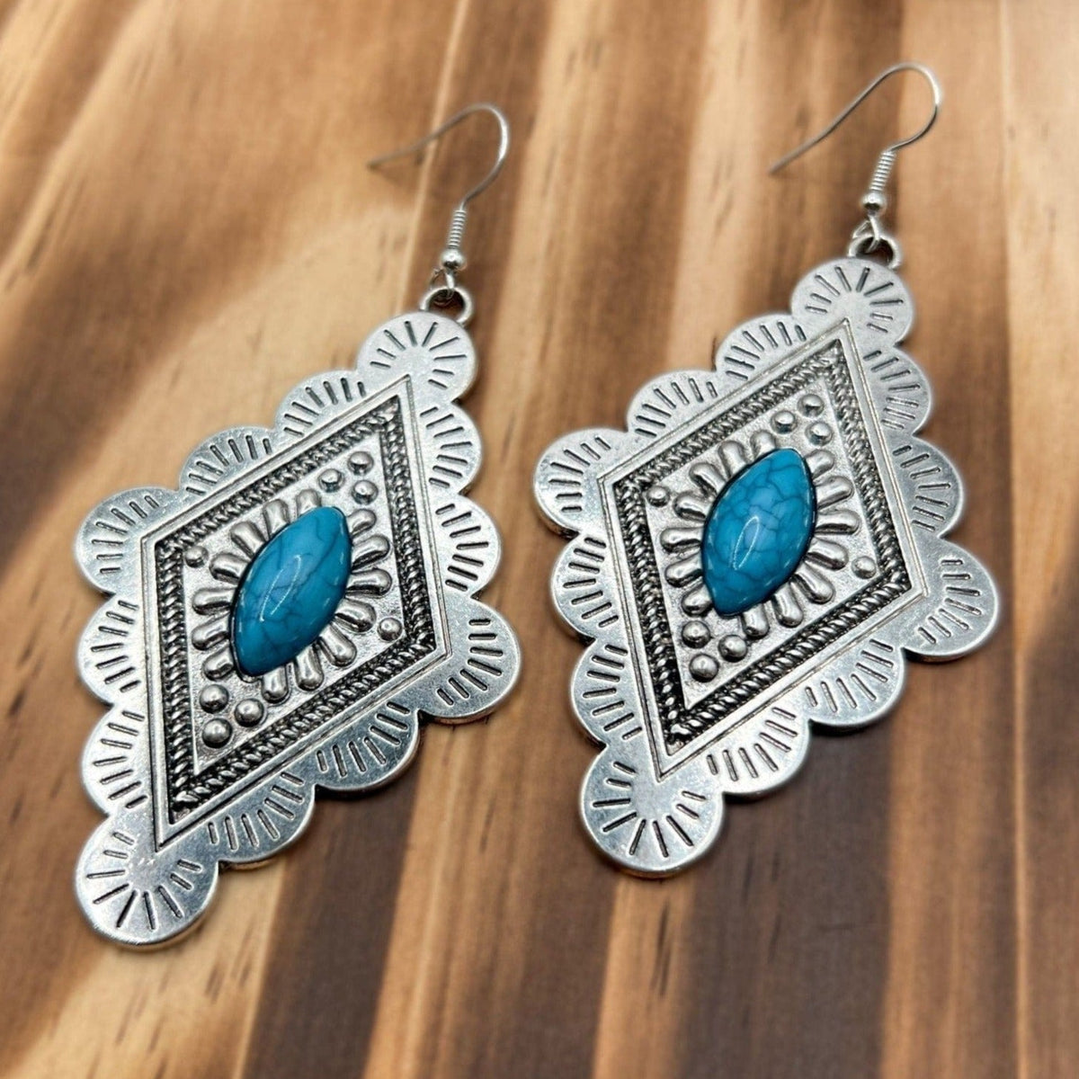 West Ways Silver and Turquoise Statement Earrings Earrings TheFringeCultureCollective