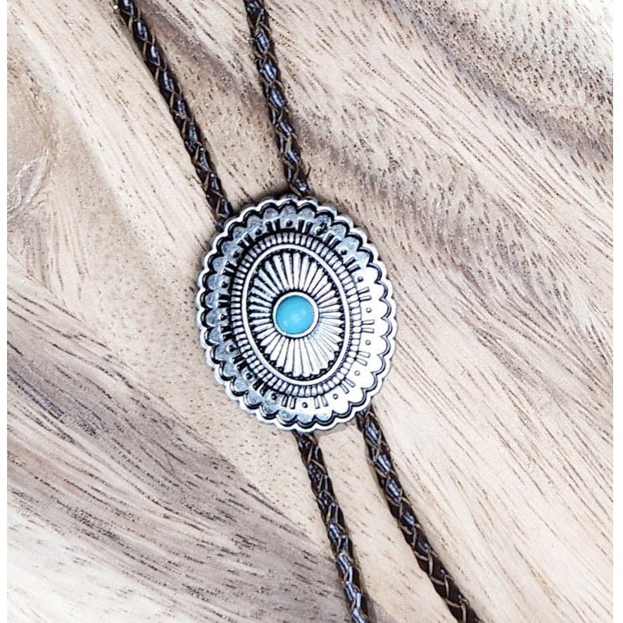 Western Concho Bolo Tie Necklace Western Necklace TheFringeCultureCollective
