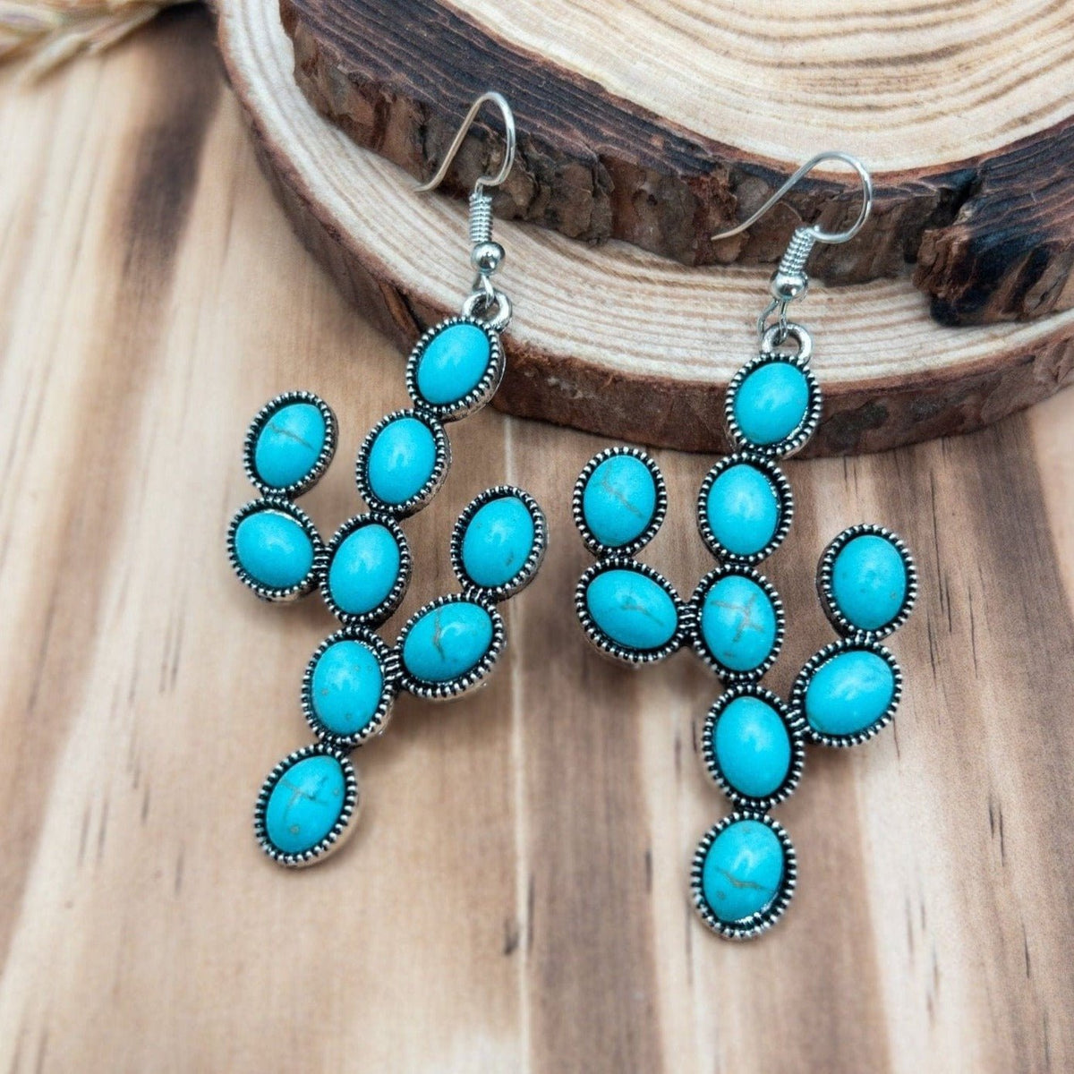 Wild West Turquoise Cactus Earrings Western Earrings TheFringeCultureCollective