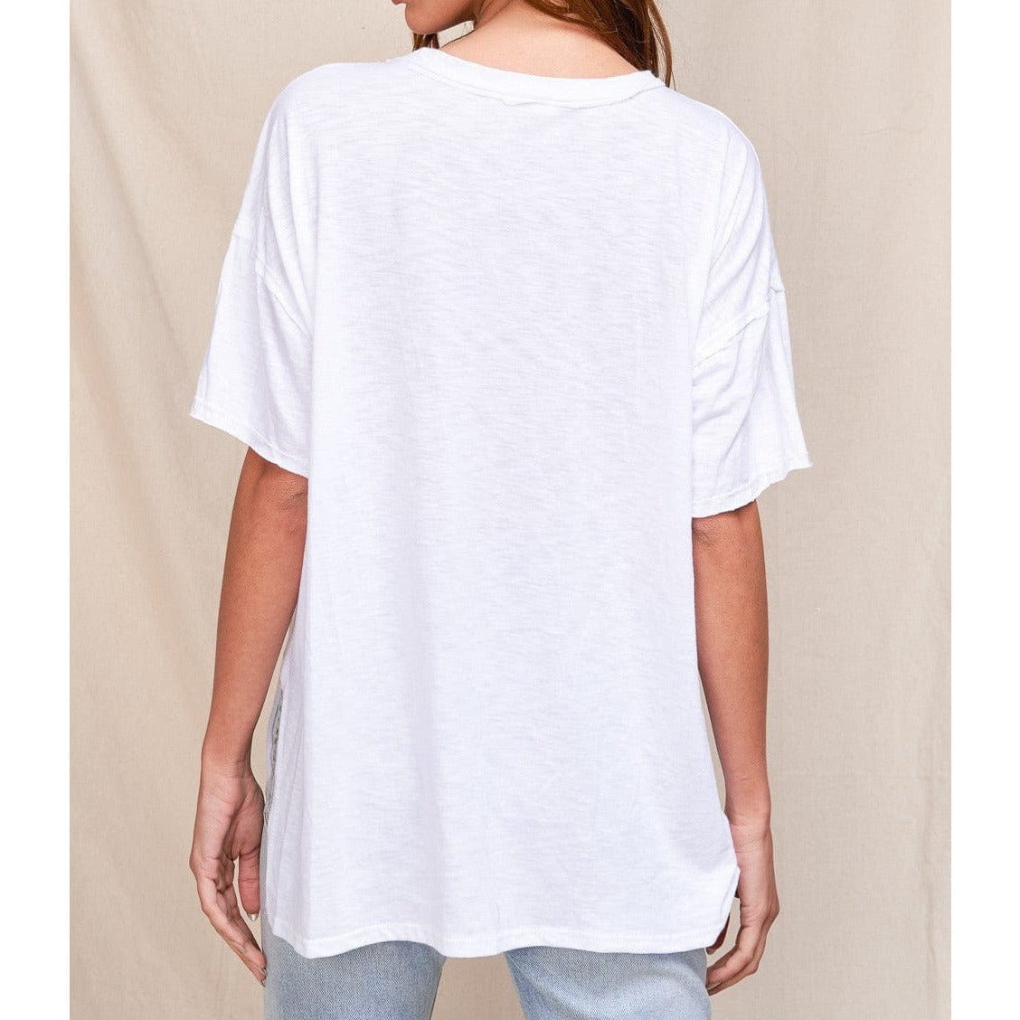 Women's oversized Raw Hem essential T-shirt Tops TheFringeCultureCollective