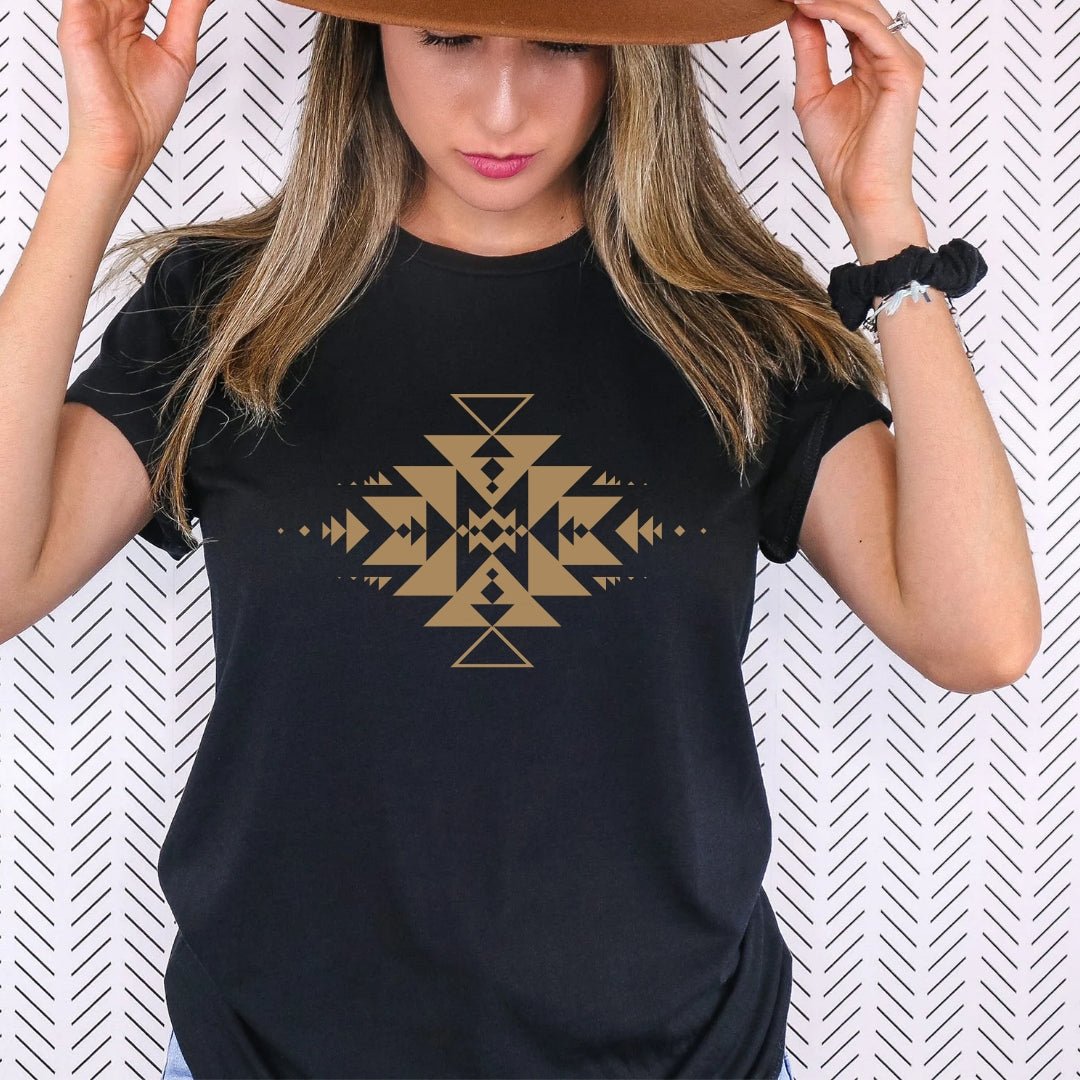 Women's Western Aztec T-shirt | Southwestern Style Top | Country Graphic Tee T-Shirt TheFringeCultureCollective